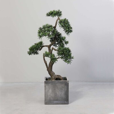 Künstlicher Bonsai im grauen Fiber Clay Topf Bild 2