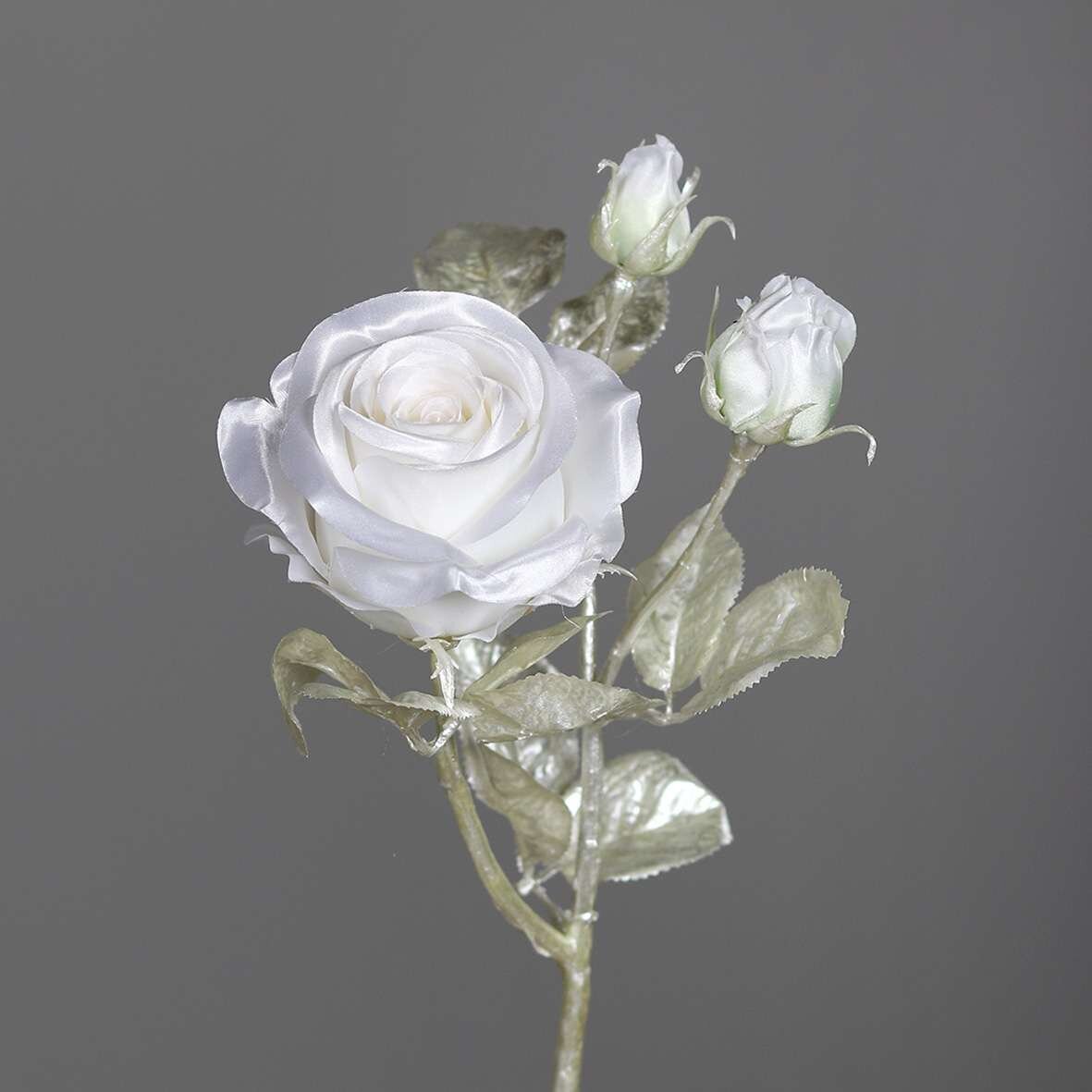 Knstliche Rose im Silberlook | SBS | Seidenblumen.Shop