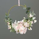 Künstliches Blumenbouquet auf Goldring 25 cm, rosa